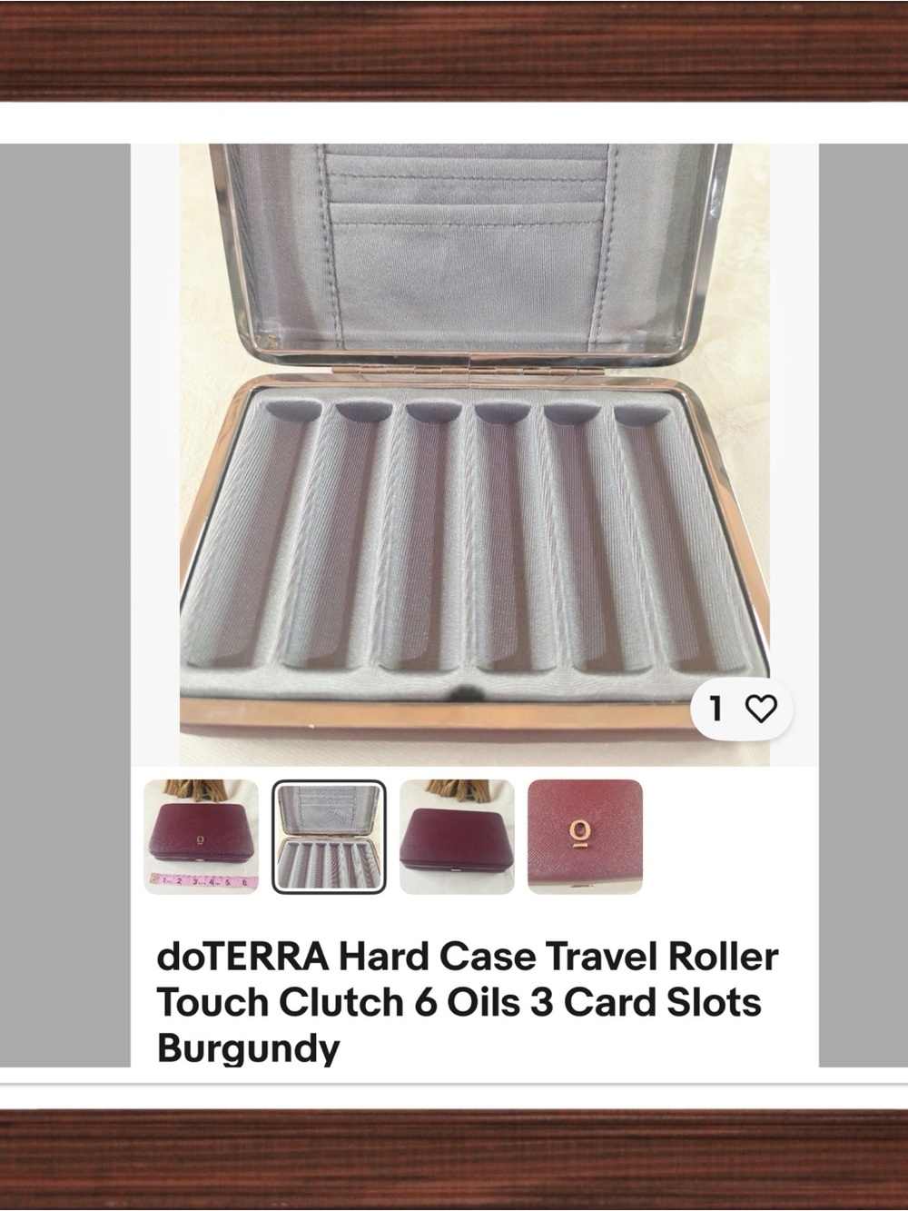 Doterra Burgundy Roller Bottle Travel Case with Gray Interior